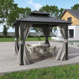 Living and Home 10'x10' Hardtop Metal Patio Gazebo