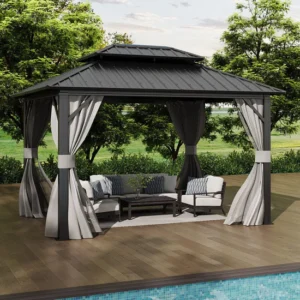 Living and Home 10'x12' Hardtop Metal Patio Gazebo