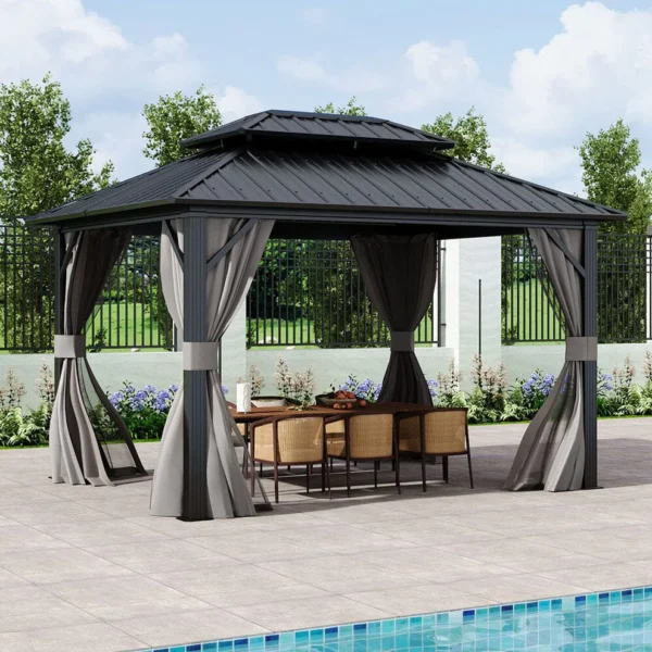 Living and Home 10'x12' Hardtop Metal Patio Gazebo - Image 10