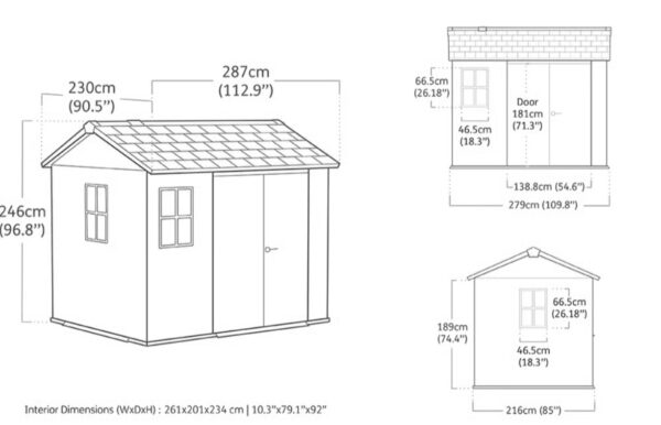 Keter 9' x 7.5' Ashwood Signature Apex Heavy Duty Plastic Shed - Woodlook - Image 9