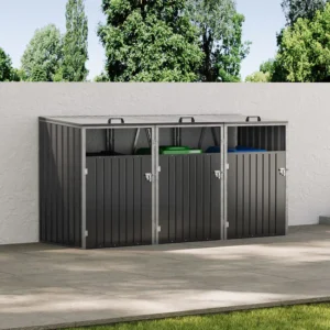 Living and Home Triple Metal Bin Store - Charcoal Black