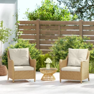 Outsunny Set of 2 Rattan Garden Chairs - Beige