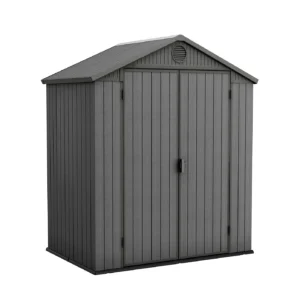 Keter 6'x4' Darwin Heavy Duty Plastic Garden Shed Double Door- Grey