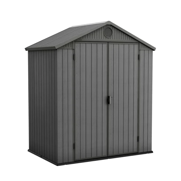 Keter 6'x4' Darwin Heavy Duty Plastic Garden Shed Double Door- Grey