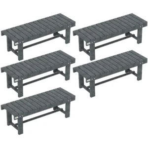 Outsunny Two-Seater Garden Wooden Bench (Set of 5) - Grey
