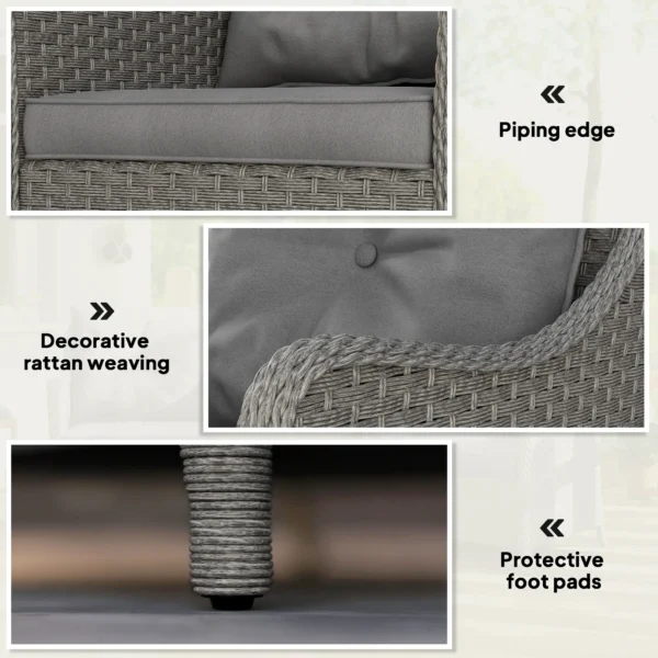 Outsunny Set of 2 Rattan Garden Chairs - Dark Grey - Image 7