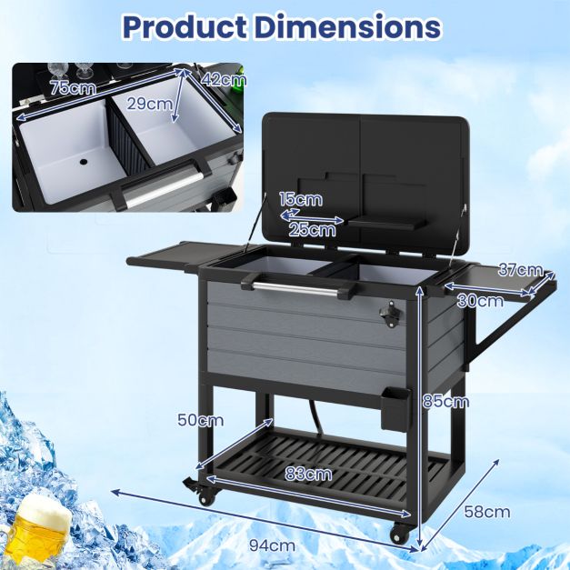 Pro-Tect Plastic Patio Rolling Cooler Cart on Wheels - Image 11