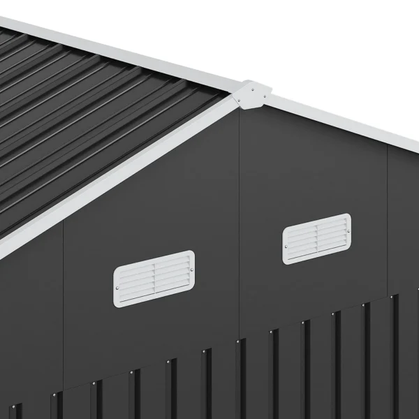 Living and Home 12x10 Metal Apex Shed - Charcoal Black - Image 8