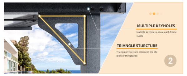 Pro-Tect 8'x8' Wall-Mounted Steel Roof Pergola - Image 3