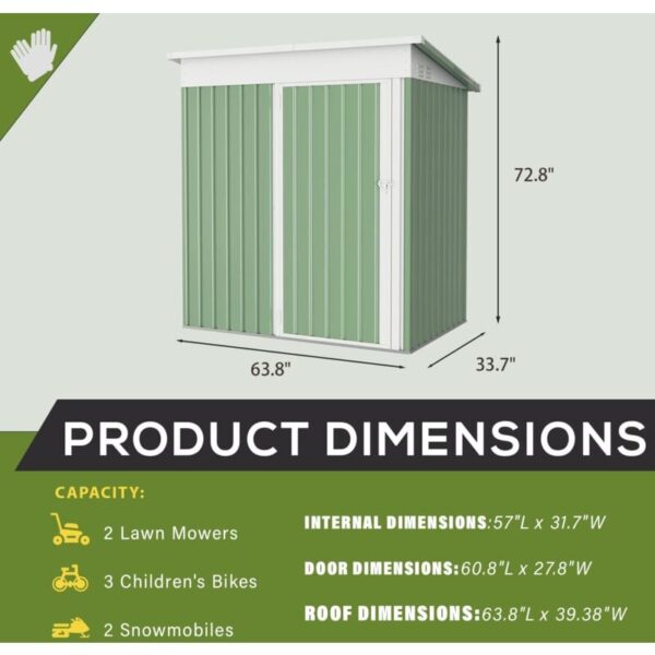 Pro-Tect Addition 5'x 3' Metal Utility Pent Shed - Mint Green - Image 3