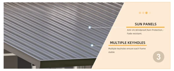 Pro-Tect 8'x8' Wall-Mounted Steel Roof Pergola - Image 4