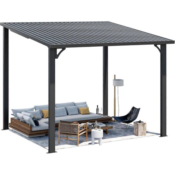 Pro-Tect 10'x8' Wall-Mounted Steel Roof Pergola - Image 11