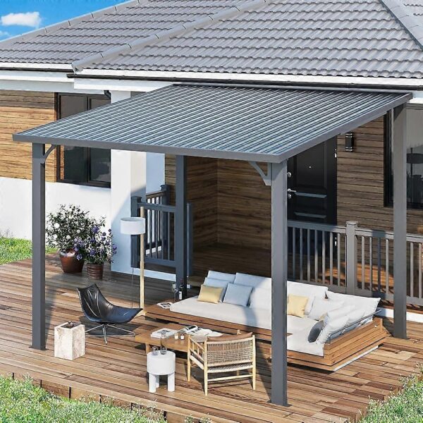 Pro-Tect 10'x8' Wall-Mounted Steel Roof Pergola - Image 7