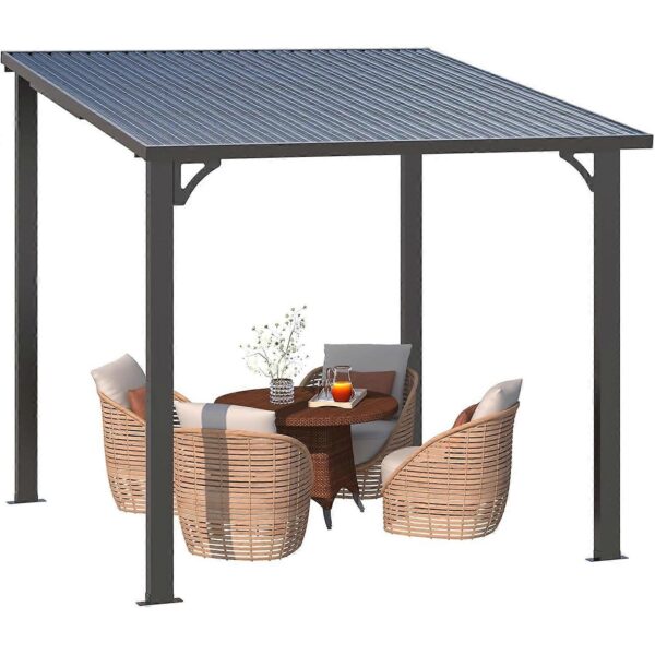 Pro-Tect 8'x8' Wall-Mounted Steel Roof Pergola - Image 9