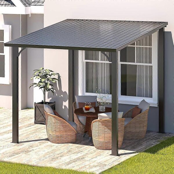 Pro-Tect 8'x8' Wall-Mounted Steel Roof Pergola
