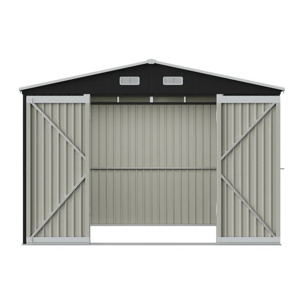 Living and Home 10x12 Double Hinged Metal Shed - Charcoal Black - Image 7