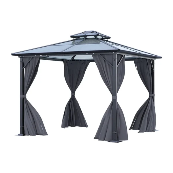 Living and Home 10'x10' Aluminium Double-Top Sun Canopy Gazebo - Image 3