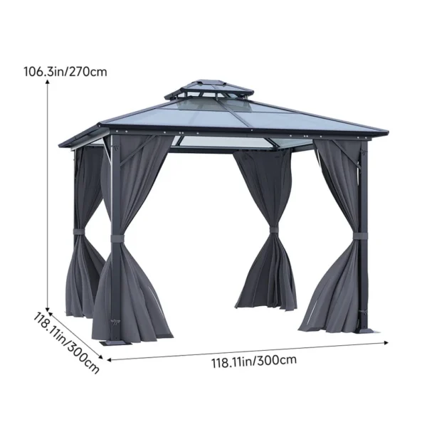 Living and Home 10'x10' Aluminium Double-Top Sun Canopy Gazebo - Image 10