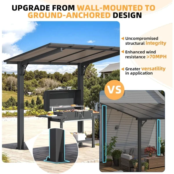 Pro-Tect 8'x5' Aluminium Freestanding Metal Lean To Shelter / Carport - Image 9