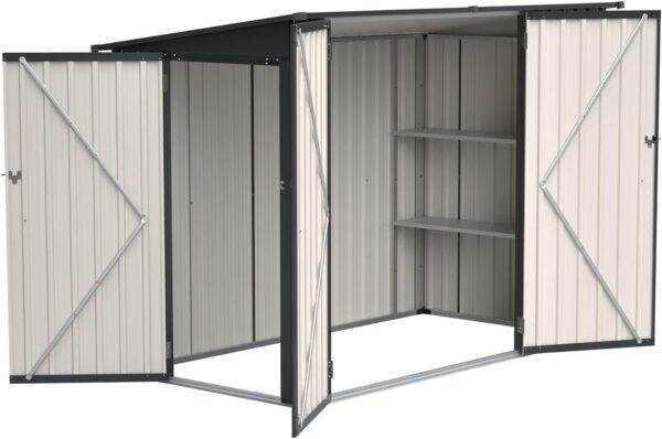 Pro-Tect 4'x8' Lean To Metal Shed with Shelving - Anthracite - Image 2