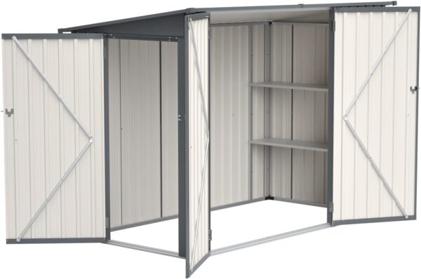 Pro-Tect 4'x8' Lean To Metal Shed with Shelving - Grey - Image 2