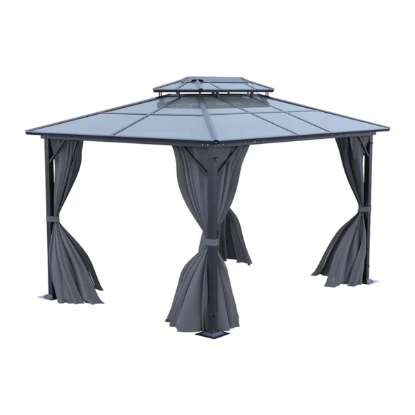 Living and Home 12'x10' Aluminium Grey Hardtop Patio Gazebo - Image 7