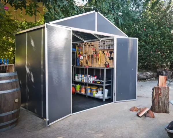 Palram 8x8 Canopia Rubicon Double Door Plastic Shed - Dark Grey - Image 15