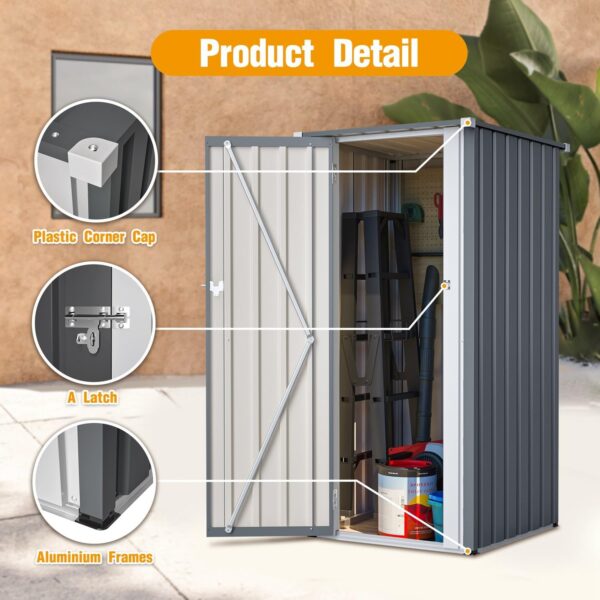 Pro-Tect 2.5'x2.5' Metal Utility Shed - Grey and White - Image 2