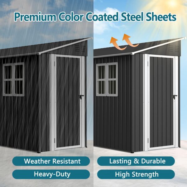 Pro-Tect 4'x10' Metal Lean To Shed - Anthracite and White - Image 4
