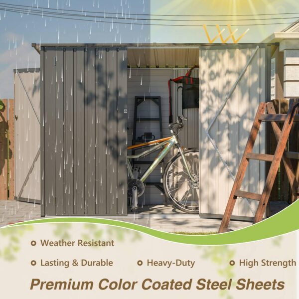 Pro-Tect 4'x8' Lean To Metal Shed with Shelving - Grey - Image 3