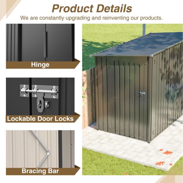 Pro-Tect 4'x8' Lean To Metal Shed with Shelving - Anthracite - Image 4