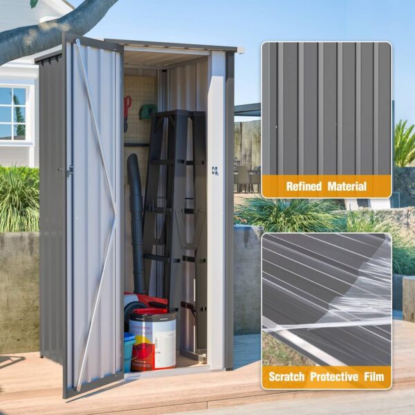 Pro-Tect 2.5'x2.5' Metal Utility Shed - Grey and White - Image 4