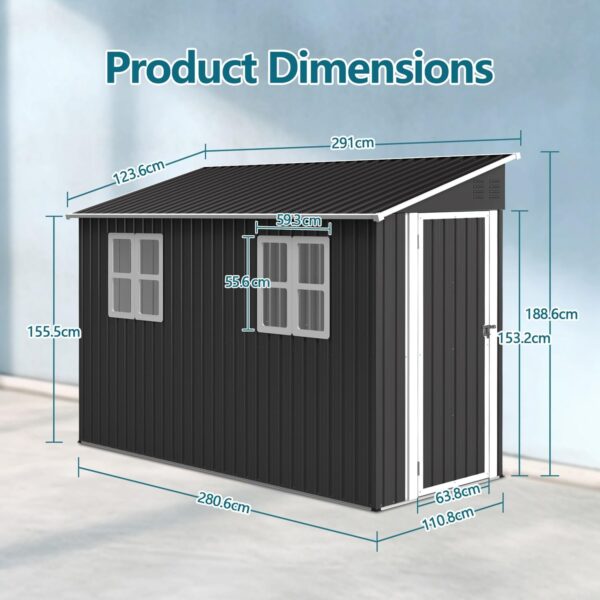 Pro-Tect 4'x10' Metal Lean To Shed - Anthracite and White - Image 3