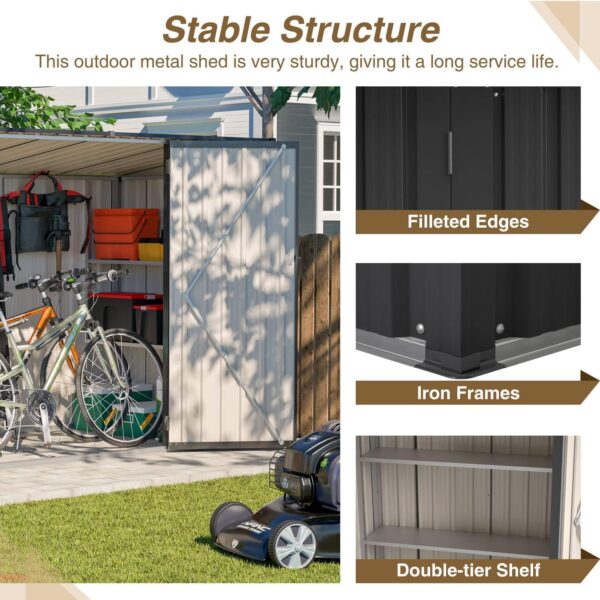 Pro-Tect 4'x8' Lean To Metal Shed with Shelving - Anthracite - Image 5