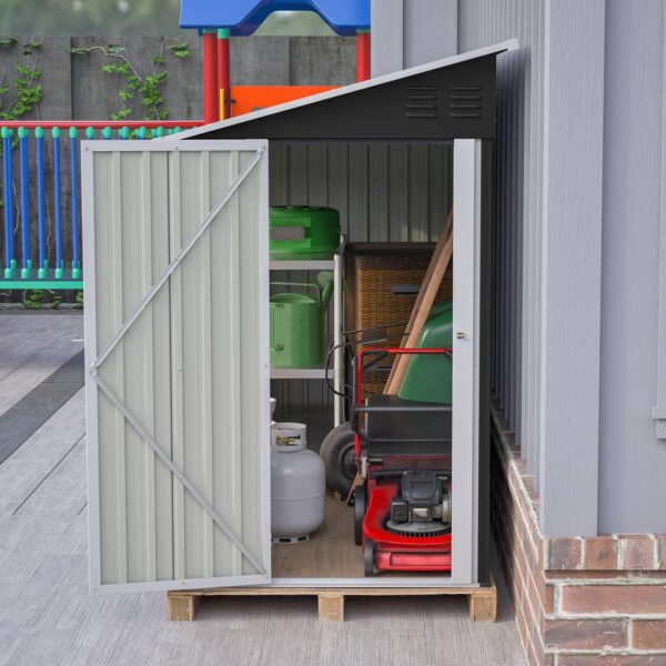 Pro-Tect 4'x10' Metal Lean To Shed - Anthracite and White - Image 2
