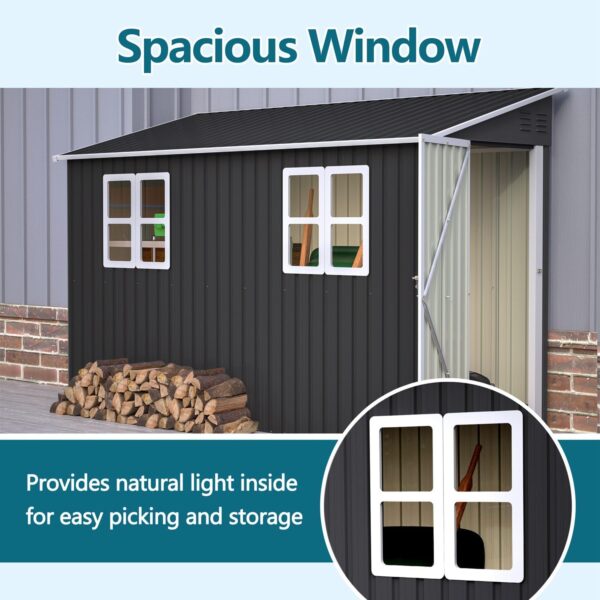 Pro-Tect 4'x10' Metal Lean To Shed - Anthracite and White - Image 7