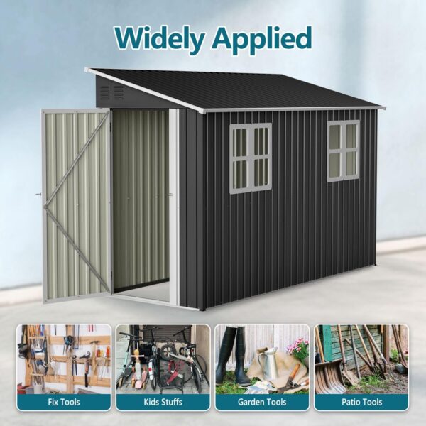 Pro-Tect 4'x10' Metal Lean To Shed - Anthracite and White - Image 9