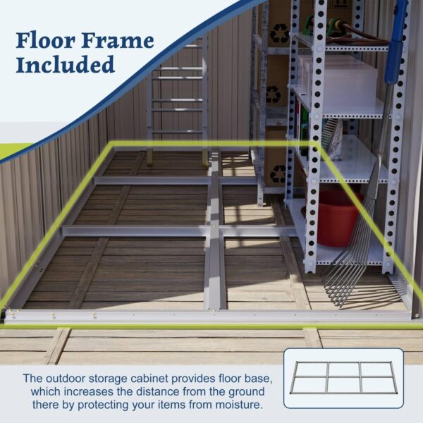 Pro-Tect 4'x8' Metal Lean To Shed with Foundation Grid - Grey and White - Image 2