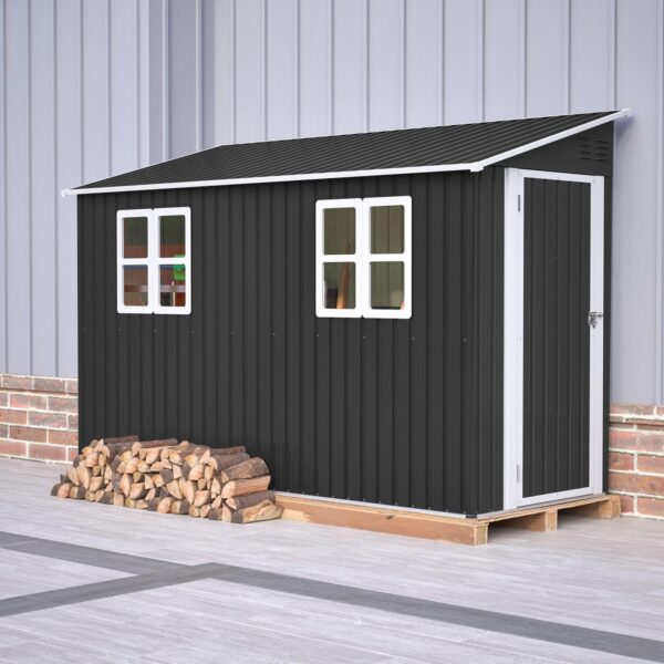 Pro-Tect 4'x10' Metal Lean To Shed - Anthracite and White