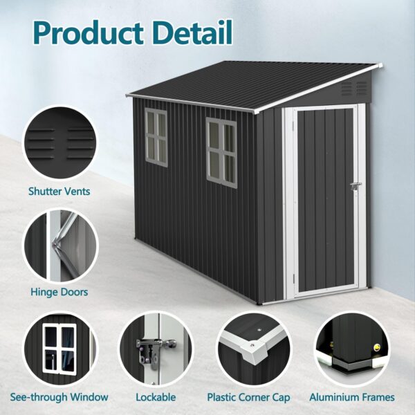 Pro-Tect 4'x10' Metal Lean To Shed - Anthracite and White - Image 6