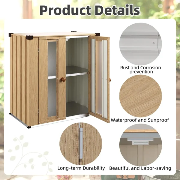 Pro-Tect Addition 2.5'x 1.5' Metal Storage Small Cabinet - Woodlook - Image 3