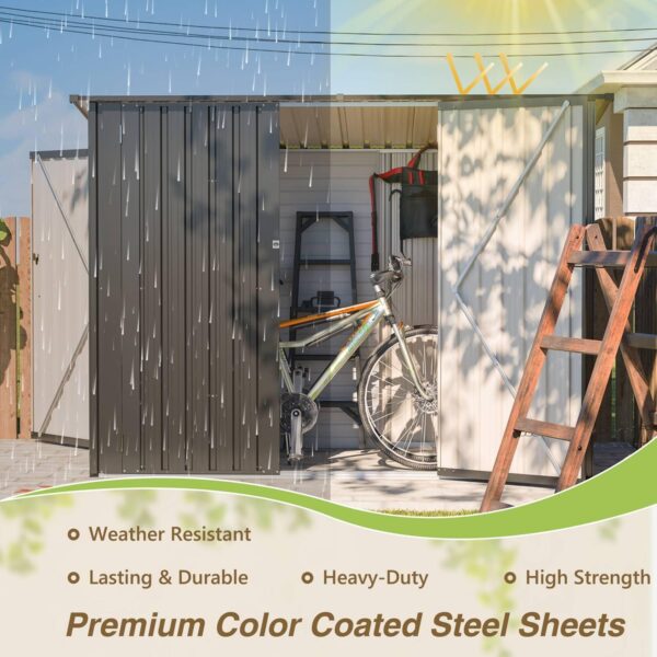 Pro-Tect 4'x8' Lean To Metal Shed with Shelving - Anthracite - Image 6