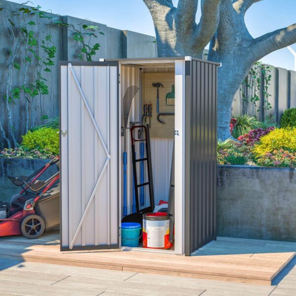 Pro-Tect 2.5'x2.5' Metal Utility Shed - Grey and White - Image 8