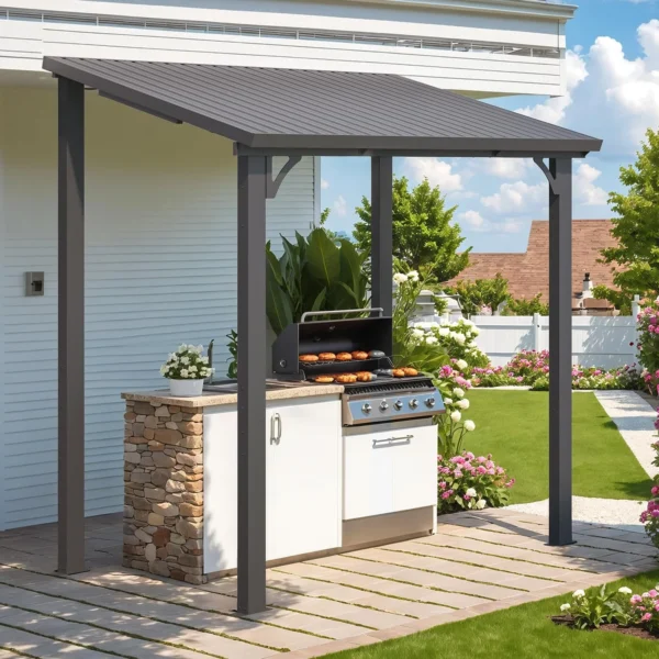 Pro-Tect 8'x5' Wall-Mounted Steel Roof Pergola - Image 10