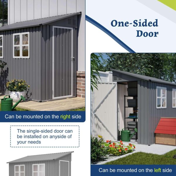 Pro-Tect 4'x8' Metal Lean To Shed with Foundation Grid - Grey and White - Image 10