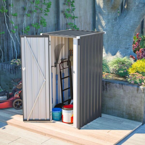 Pro-Tect 2.5'x2.5' Metal Utility Shed - Grey and White - Image 5