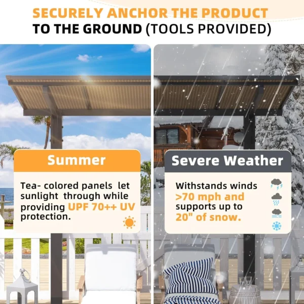 Pro-Tect 12'x10' Aluminium Freestanding Metal Lean To Shelter / Carport - Image 3