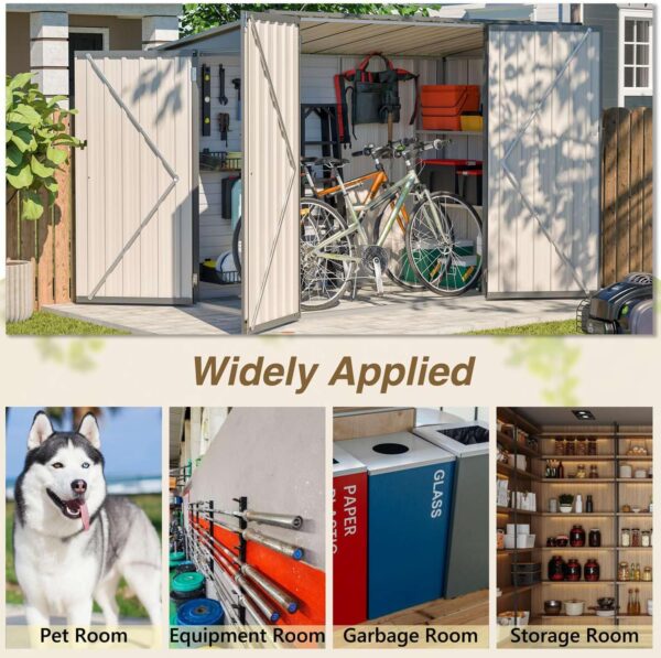 Pro-Tect 4'x8' Lean To Metal Shed with Shelving - Grey - Image 9