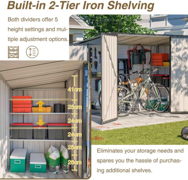 Pro-Tect 4'x8' Lean To Metal Shed with Shelving - Anthracite - Image 9