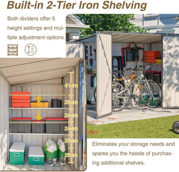 Pro-Tect 4'x8' Lean To Metal Shed with Shelving - Grey - Image 10